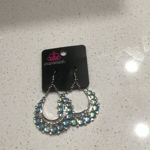 Silver and blue gemmed earrings